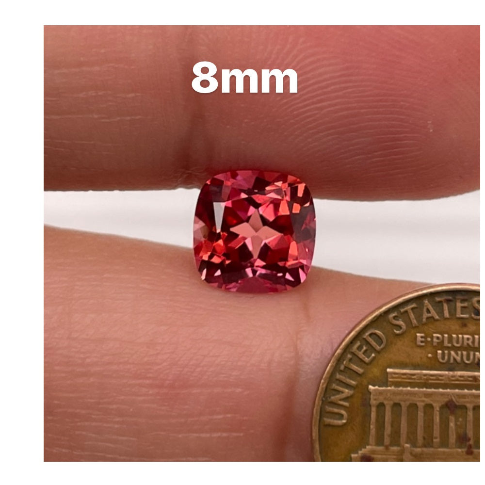 Cushion Cut Loose Synthetic Orangish Padparadscha Sapphire