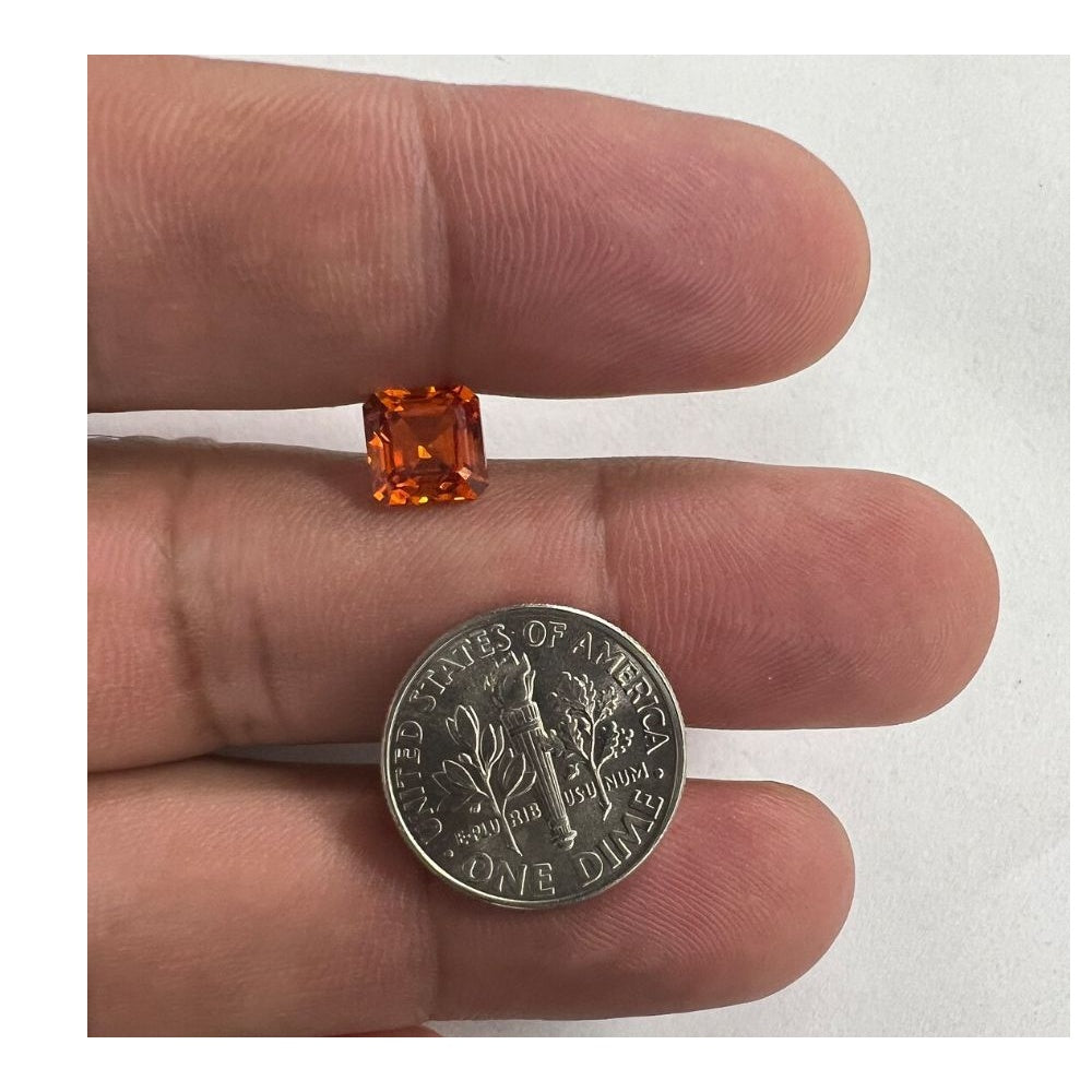 Asscher Best Synthetic Orange Sapphire