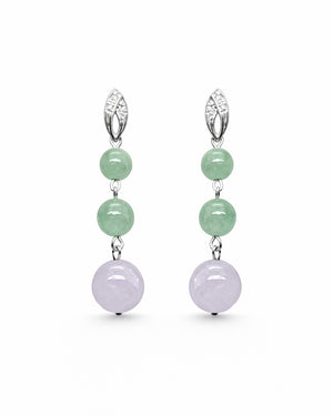 Flat lay multicolor jade earrings on neutral background boho style accessory