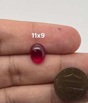 Lab Grown Ruby Oval Cabochon #5 | Oval Red Ruby Cab 6x4mm–14x10mm for Rings, Pendants & Custom Jewelry Making