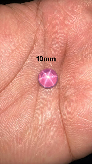 Lab Created Star Pink Sapphire Cabochon – Synthetic Round Pink Sapphire Gemstone – Transparent Star Cab for Jewelry Making – 10mm to 12mm