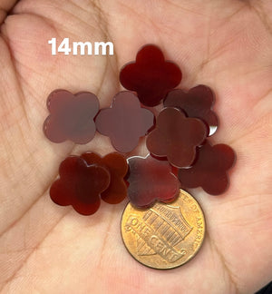 Red Agate Four Leaf Clover Beads | 10mm–14mm | Polished Gemstone | Jewelry Making Stones