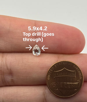 Natural Pear Briolette Diamond SI Clarity GH Color | Top Drilled Loose Diamond for Necklace, Jewelry Making, Engagement Pendant Stone