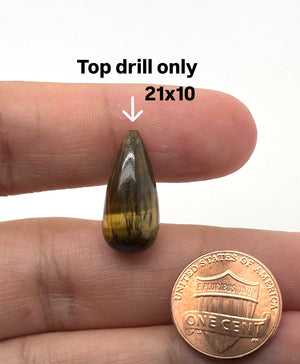 golden tiger eye pear briolette 21x10mm top drilled gemstone