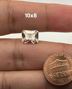 Natural Morganite Emerald Radiant Cut Loose Gemstone | Peach Pink Morganite Stone for Engagement Ring | 8x6mm - 10x8mm Jewelry Making Supply