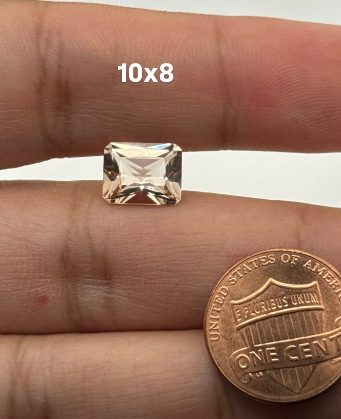 Natural Morganite Emerald Radiant Cut Loose Gemstone | Peach Pink Morganite Stone for Engagement Ring | 8x6mm - 10x8mm Jewelry Making Supply