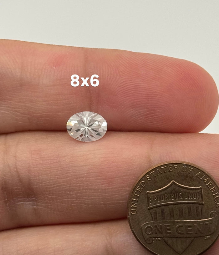 Oval Firework Cut White Moissanite 8×6 mm - 9x7mm | Loose Gemstone for Engagement Ring & Jewelry Making | Brilliant Faceted Stone