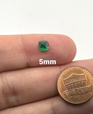 Synthetic Green Spinel Square Sugarloaf Cabochon #5A 5mm 10mm Lab Created Loose Gemstone for Ring Pendant Jewelry Making