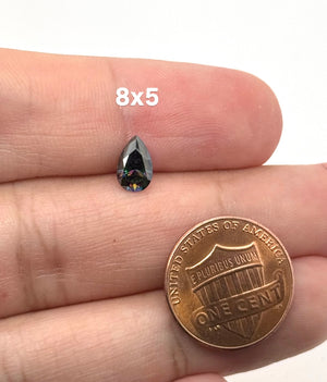 Grey Blue Moissanite Pear Cut Loose Stone 7x5 to 12x8 mm, Teardrop Steel Blue Gem for Engagement Ring, Unique Alternative Diamond