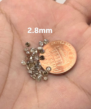 Natural brown diamonds 2.8mm round 5 pieces lot SI1 SI2 loose diamonds light medium dark shades for jewelry making