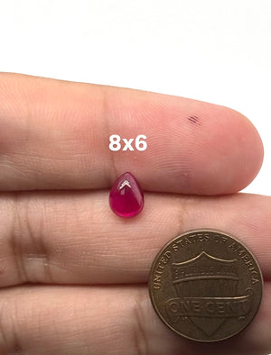 Lab Grown Ruby Pear Cabochon #5 | Red Pear Cab Gemstone 7x5mm–10x7mm for Rings, Pendants & Custom Jewelry
