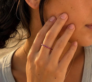 Natural Ruby Eternity Ring | 14K White Gold 1.15 Ct Ruby Band Size 4.5