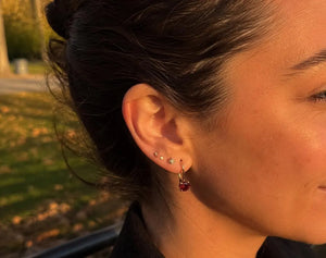 5 mm Natural Garnet Lever back Earrings | 14K Yellow Gold AAA Round Gemstone Earrings Gift for Her