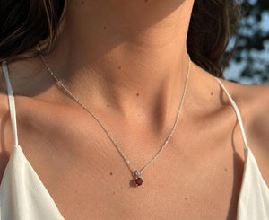 6 mm Natural Garnet Pendant | Platinum AAA Round Solitaire Necklace Gift for Her
