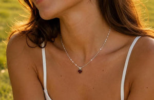 6mm Natural Garnet Heart Pendant | 14K White Gold AAA Heart Solitaire Necklace Gift for Her
