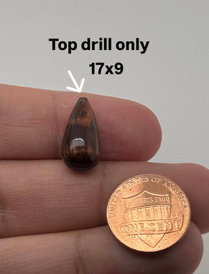 Red Tiger Eye Pear Briolette 17x9mm Top Drilled Loose Gemstone | Natural Tiger Eye Drop Bead | Pendant Jewelry Making