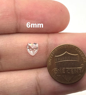 White Moissanite Heart Shape Rose Cut Loose Gemstone 4mm–10mm Brilliant Sparkle