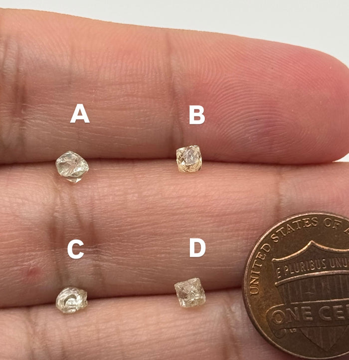 Loose Rough Uncut Natural Diamond Fancy Color– Rare Raw Diamond for Jewelry Making, Free Size Available in 0.32 - 0.39 Carats Sizes 4 pcs