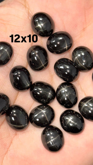 Loose Black Star Diopside Oval Cabochon 9x7mm-12x10mm AAA | For Rings, Jewelry Making, Pendant, Collectors, Gift | Natural Black Gemstone
