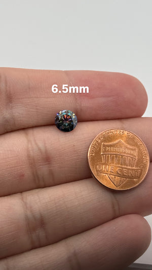 Blue grey moissanite gemstone 6.5mm size