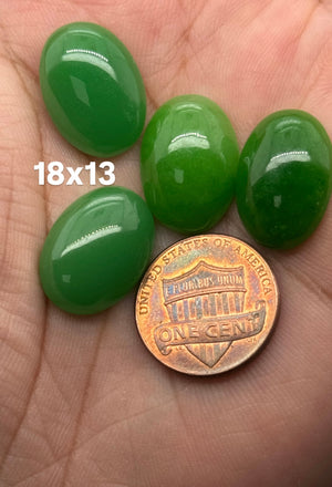 Chinese Green Jade Oval Cabochon – Color Treated Loose Gemstone for Custom Jewelry