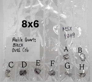 Black rutile quartz 8x6mm oval cabochon loose gemstone with AAA polished finish, natural needle inclusions, durable hardness 7–7.5, engagement ring accent stone, bezel or prong setting compatible, A–H shade variations, same price for all, fine jewelry making supply for her.