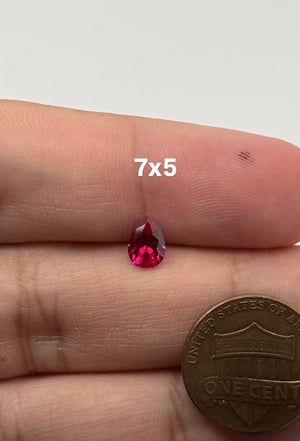 Lab Grown Ruby Pear #5 Loose Gemstone | Faceted Red Pear Shape Ruby Stone 7x5mm–10x7mm for Rings, Pendants & Jewelry Making