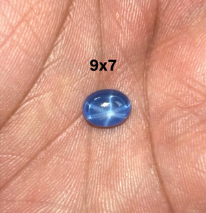 Lab Created Light Star Blue Sapphire Oval Cabochon – Transparent Synthetic Sapphire Gemstone for Jewelry Making – Loose Oval Cab – 9x7mm-12x10mm