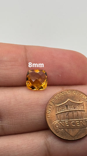 Natural Cushion Double Side Checkered Citrine AAA Loose Gemstone Available in 8MM-14MM