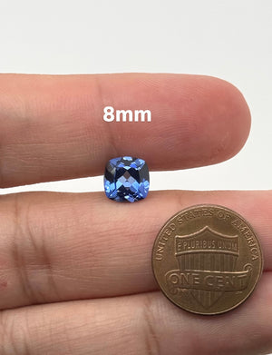 Synthetic cornflower blue sapphire cushion cut loose gemstone 8mm vivid blue color