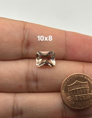 Natural Morganite Emerald Radiant Cut Loose Gemstone | Peach Pink Morganite Stone for Engagement Ring | 8x6mm - 10x8mm Jewelry Making Supply