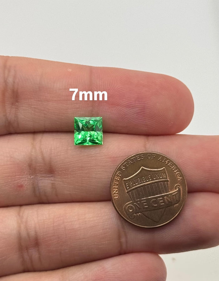 Lab Green Sapphire Princess Cut | Square 5mm–7mm Gemstone | AAA Quality Loose Stone for Rings, Earrings & Fine Jewelry Making