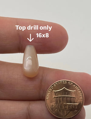 peach moonstone pear briolette 17x8mm top drilled gemstone