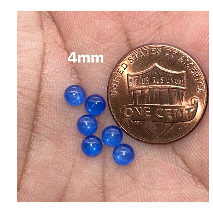 Loose Lab-Created Blue Star Sapphire Transparent Round Cab Available in 5 - 14mm