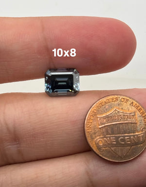 Lab Grown Grey Blue Moissanite Emerald Cut Eye Clean DEF Color Available in 10x8mm - 12x10mm