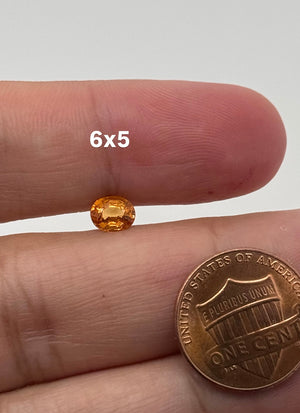 Natural spessartite garnet oval 6x5 mm gemstone