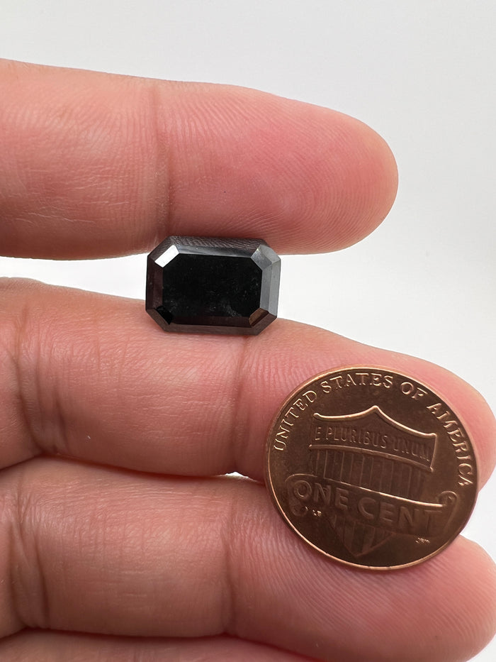 Loose Natural Black Diamond Emerald Cut, 7.46 CT SI1 Clarity, 14.08x10.22mm, EGL USA Certified, VG Cut Grade