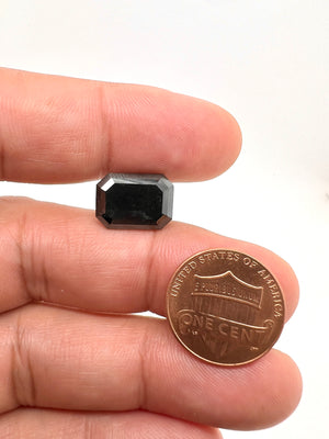 Loose Natural Black Diamond Emerald Cut, 7.46 CT SI1 Clarity, 14.08x10.22mm, EGL USA Certified, VG Cut Grade