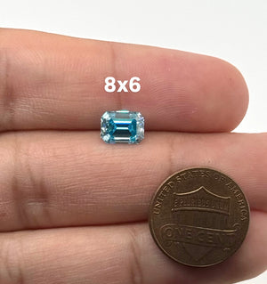 Aquamarine Moissanite Emerald Cut Loose Gemstone | Lab Created Emerald Cut Moissanite | Available in 8x6MM - 10x8MM