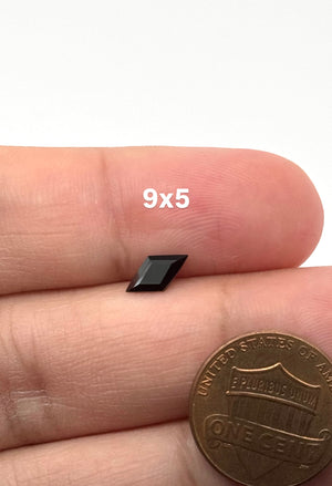 Black spinel 9x5mm lozenge cut loose gemstone deep black faceted stone