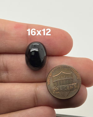 Black Tourmaline oval 16x12mm natural gemstone cabochon