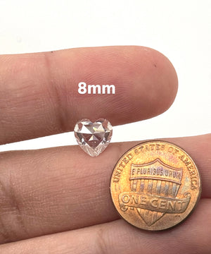 white moissanite heart rose cut