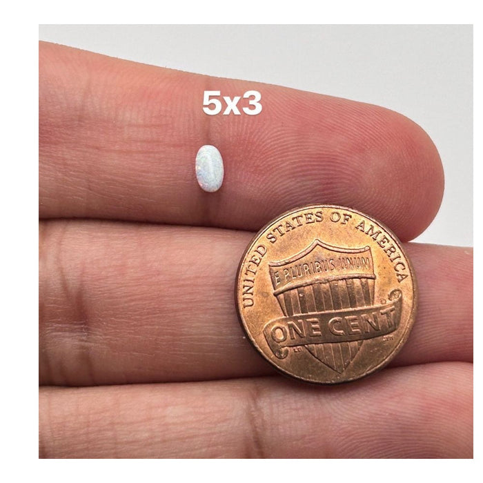 Synthetic White Opal Oval Cabochon - Available in Sizes 5x3mm to 14x10mm