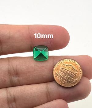 Synthetic Green Spinel Square Sugarloaf Cabochon #5A 5mm 10mm Lab Created Loose Gemstone for Ring Pendant Jewelry Making