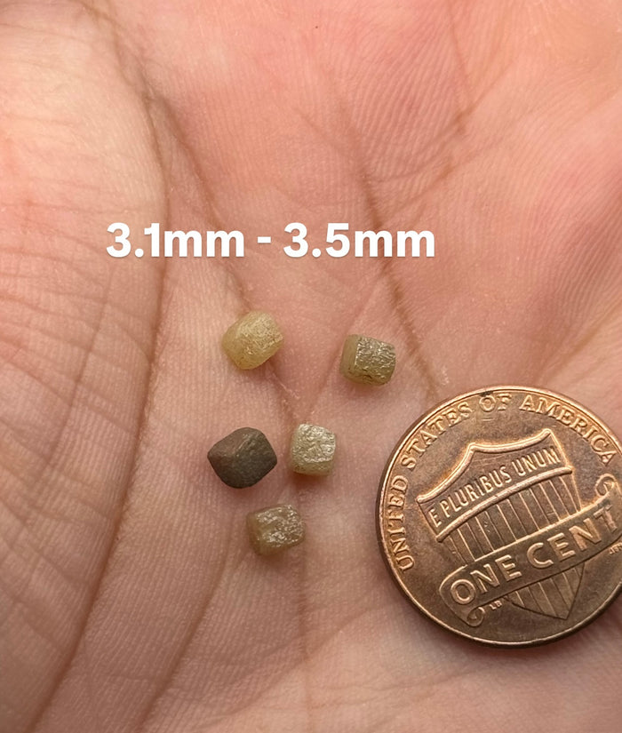 Rough Uncut Raw Natural Diamond 2.53 Carats– Cube Shaped – 3.1mm to 3.5mm – 5-Piece Lot for Jewelry Making, Engagement Rings & Collectors