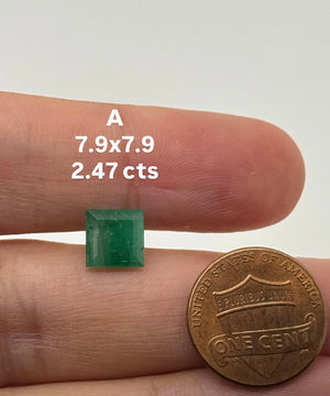 Loose Natural Emerald Square 7.8-8.1mm A Quality – Genuine Green Emerald Gemstone for Custom Rings, Pendants, Earrings, Jewelry Making