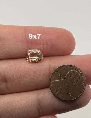Synthetic Orange Sapphire Elongated Cushion | Morganite Color Lab Created Gemstone 8x6mm–10x8mm
