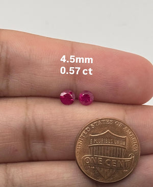 Natural Ruby Round Gemstone 4.5mm | Genuine Red Ruby Loose Stone for Rings, Earrings & Custom Jewelry