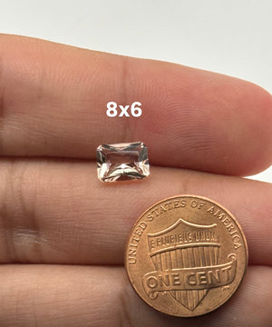 Natural Morganite Emerald Radiant Cut Loose Gemstone | Peach Pink Morganite Stone for Engagement Ring | 8x6mm - 10x8mm Jewelry Making Supply
