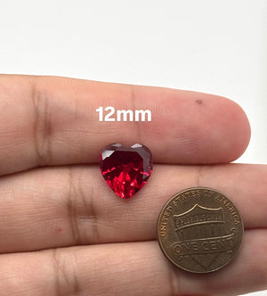 Lab Grown Ruby Heart #5 Loose Gemstone | Faceted Red Heart Shape Ruby Stone 8mm–12mm for Rings, Pendants & Jewelry Making